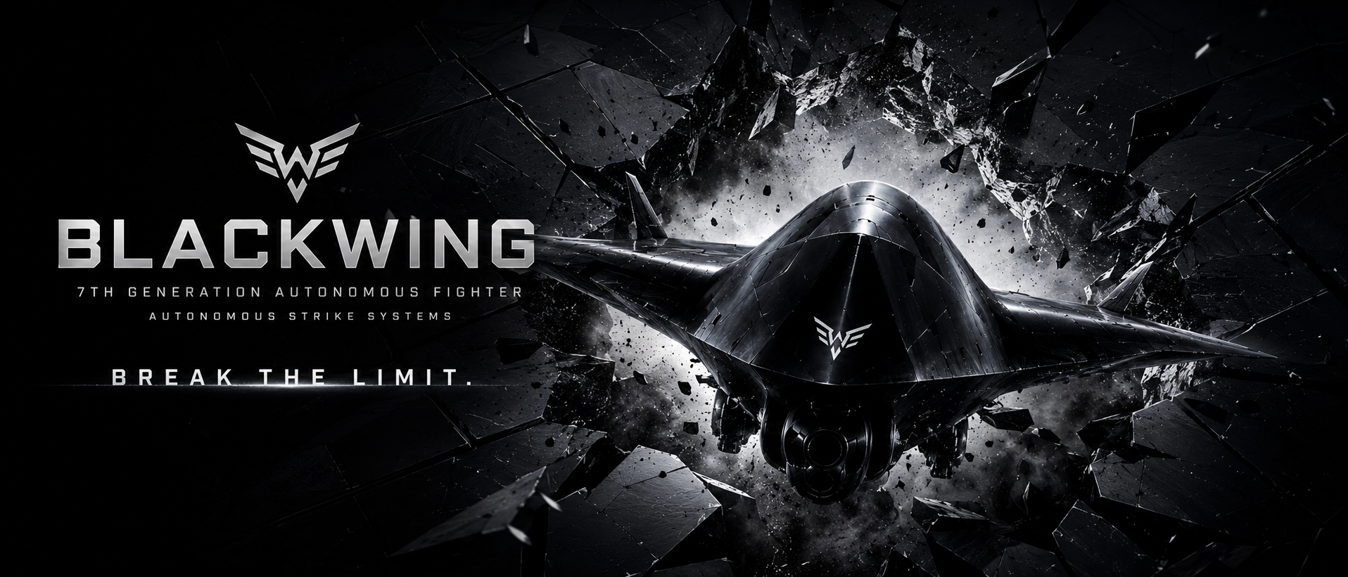 BLACKWING fighter emerging through a fractured black surface