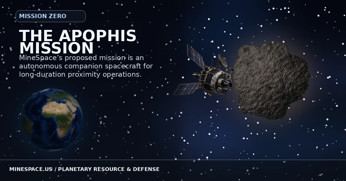 Illustrative view of asteroid Apophis beside Earth in the MineSpace cinematic experience